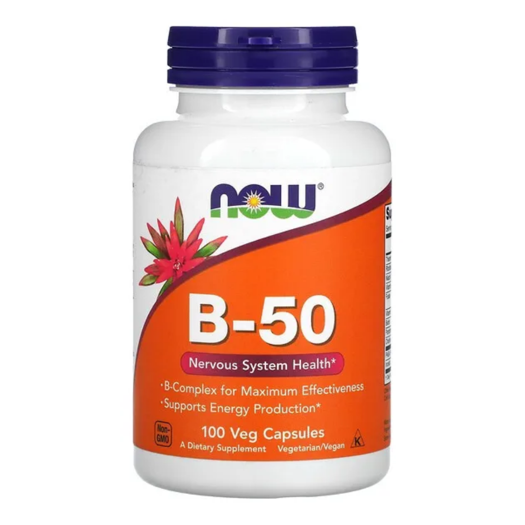 Solução curada: Vitamina B-50 da Now Foods: 100 cápsulas de vegetais